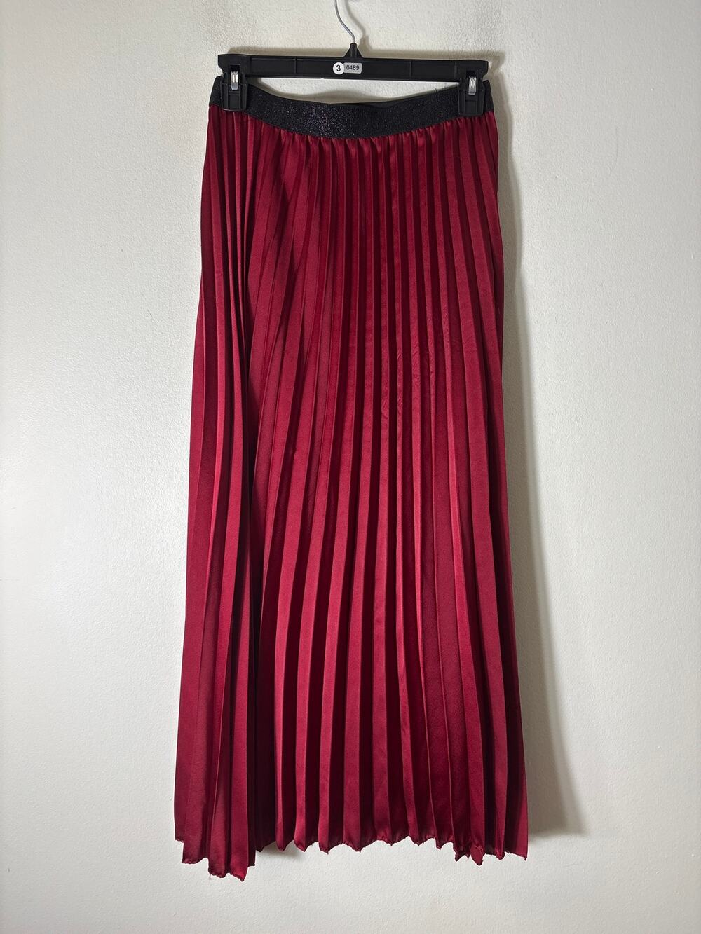 Natacha Red Mini Pleat Midi Skirt Sz S